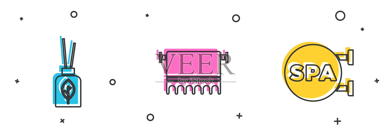 将香薰毛巾放在衣架和水疗沙龙上图标素材