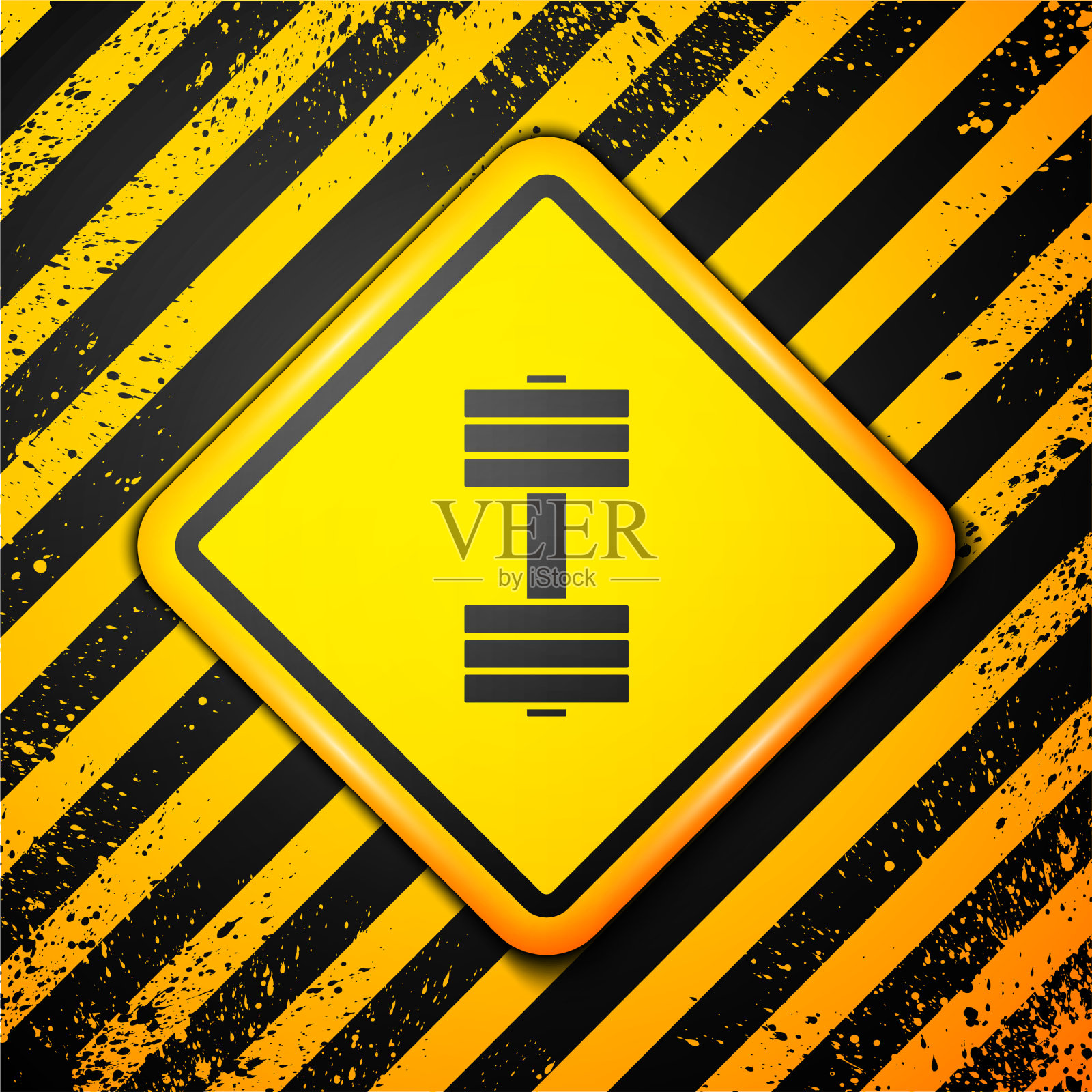 黑色哑铃图标孤立在黄色背景上插画图片素材