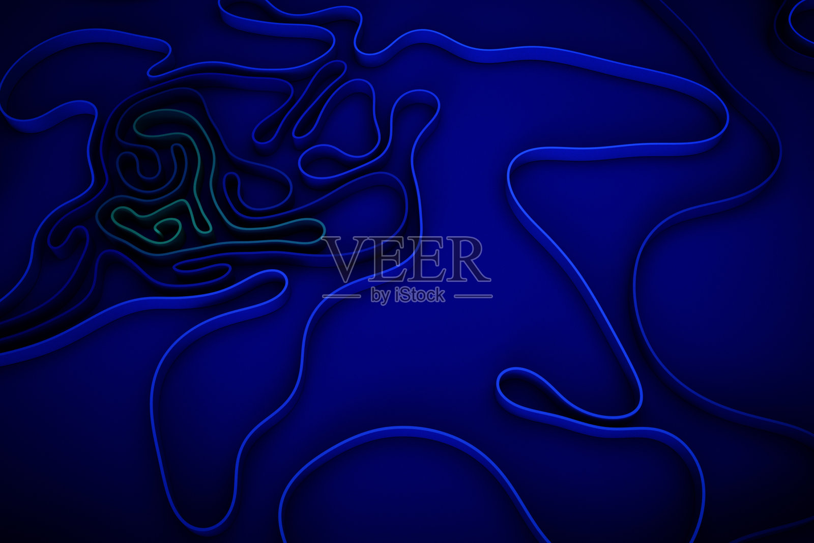 在深蓝色背景上的抽象流体线照片摄影图片