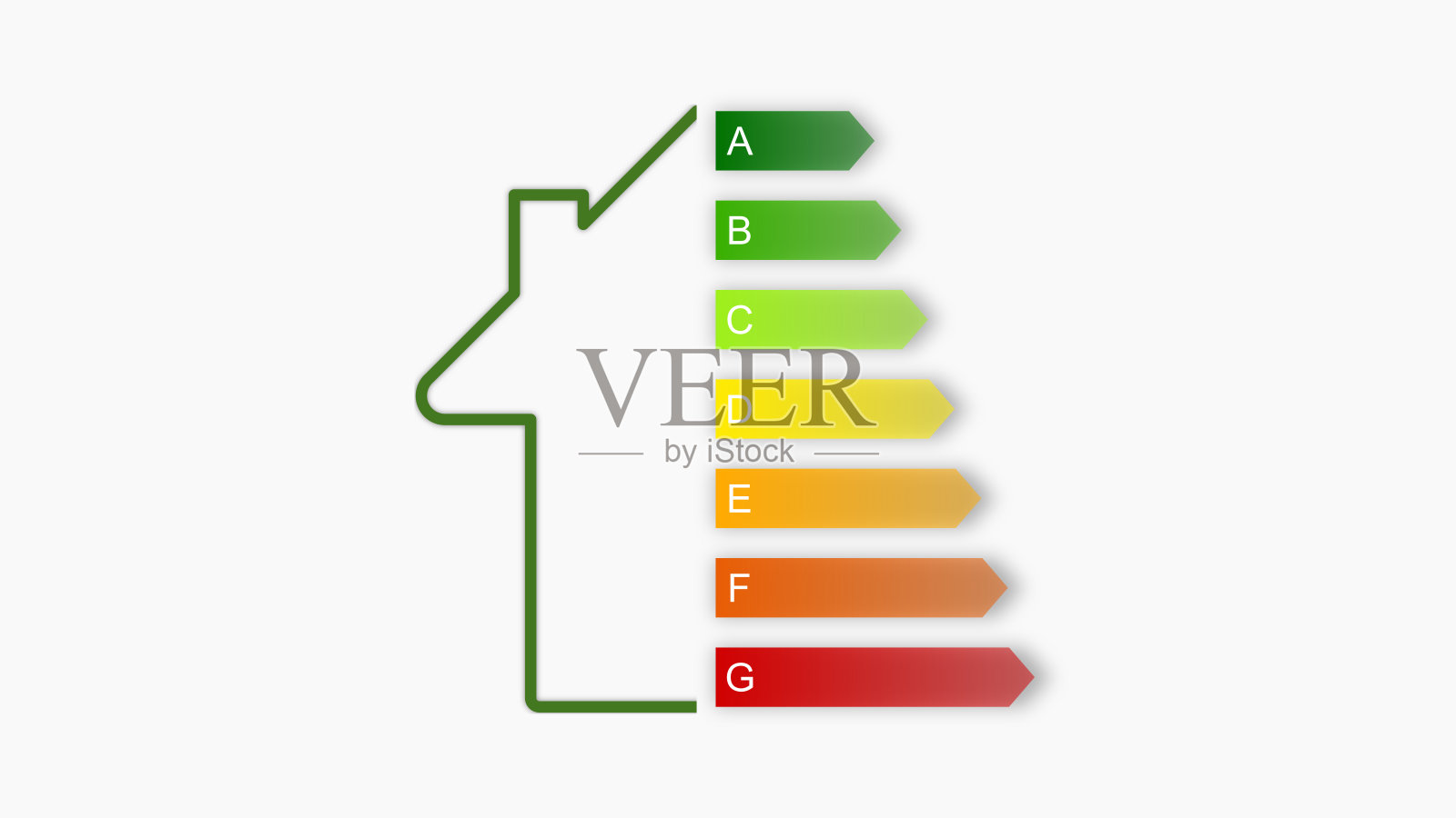 能源效率图表和半屋。绿色房屋,节能房屋概念。插画图片素材