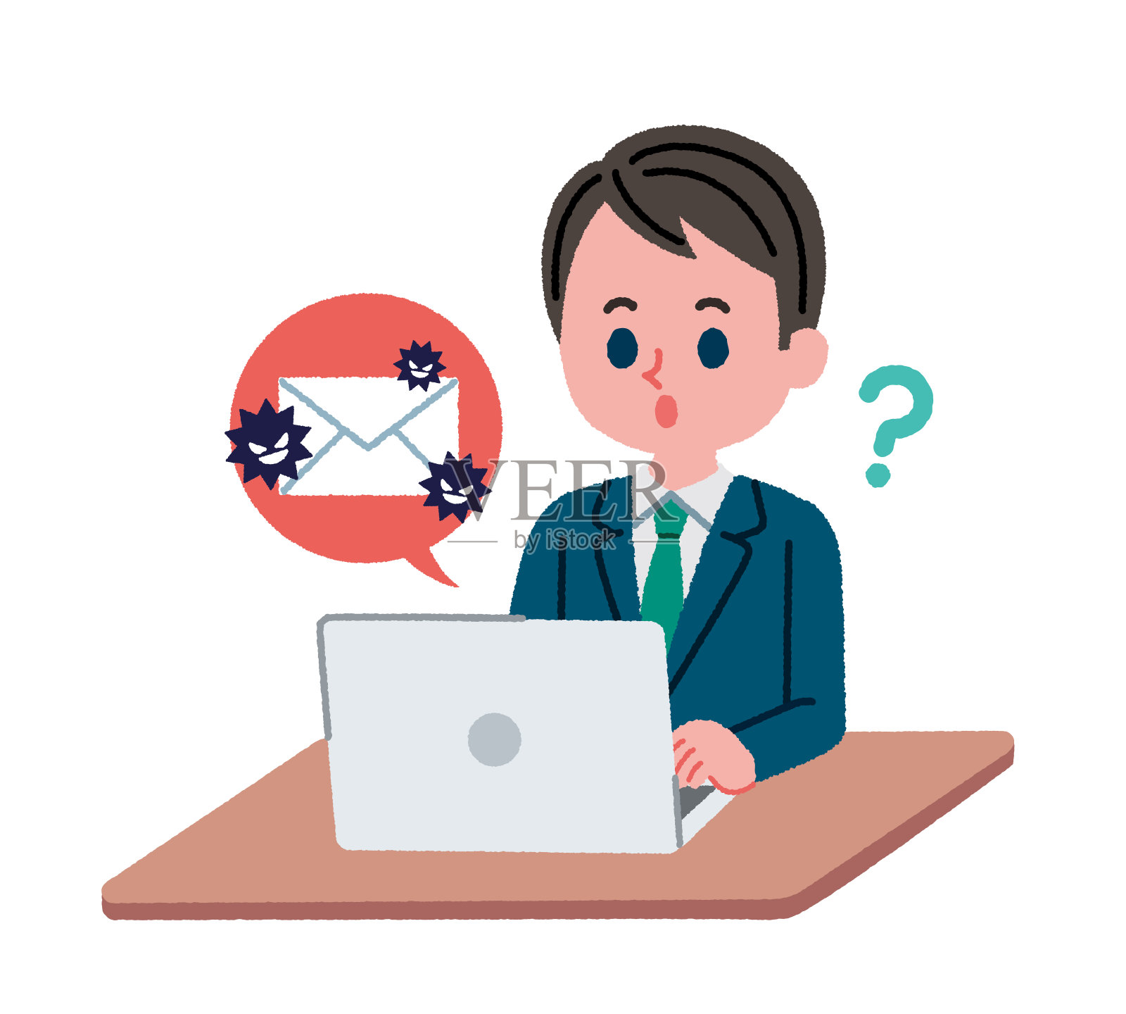 一个男人收到垃圾邮件的插图插画图片素材