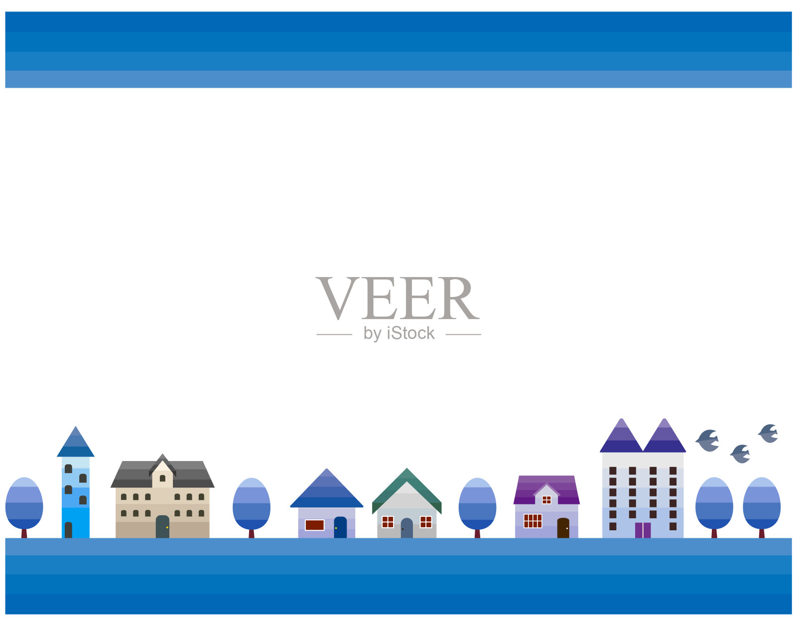 简单的城市景观和城市景观插图。矢量插图。冬天的风景。插画图片素材