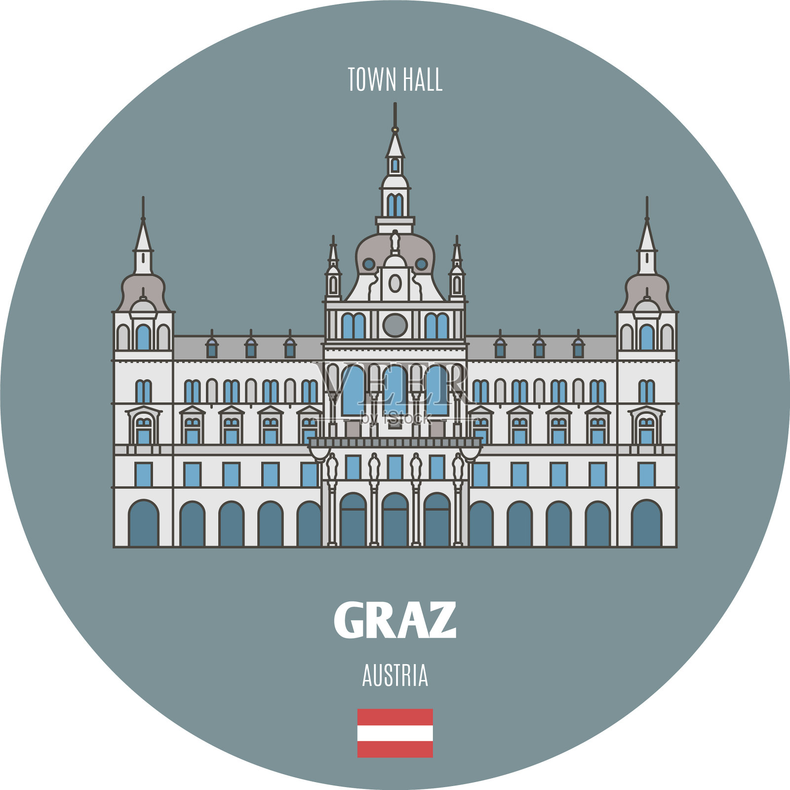 奥地利格拉茨市政厅插画图片素材