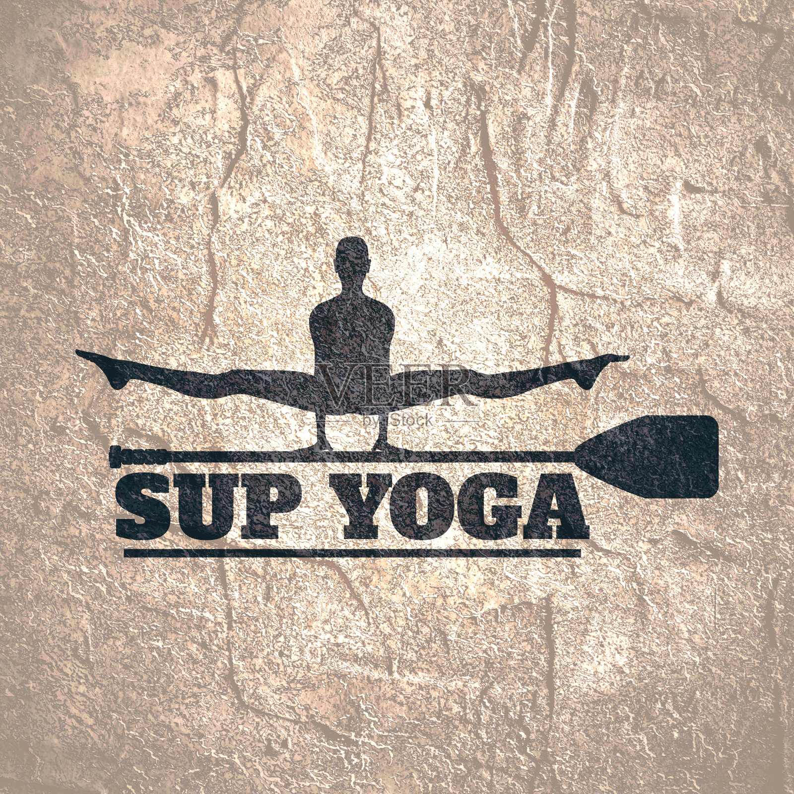 插图的女士与冲浪板摆姿势插画图片素材