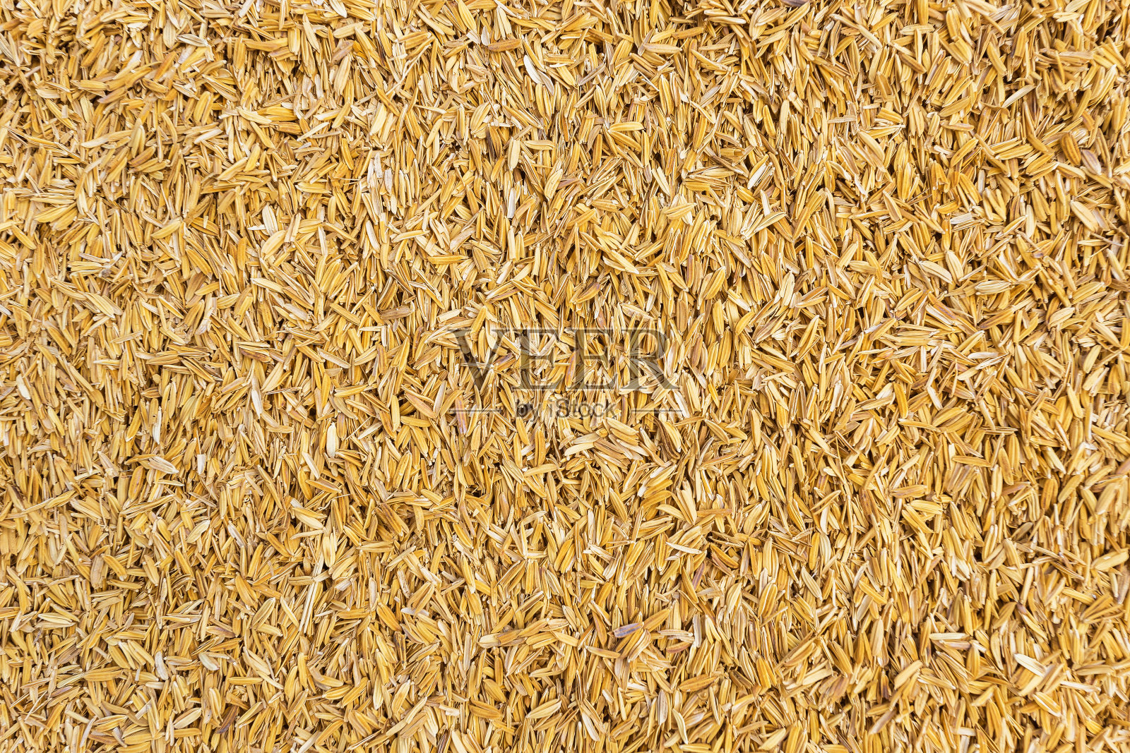 稻壳呈亮黄色,稻壳背景呈美丽的黄色。照片摄影图片