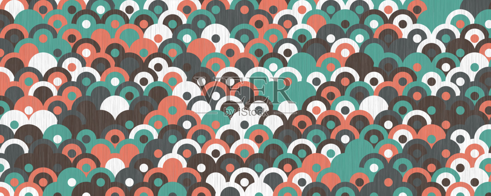 鱼鳞片背景红、绿、棕色圆圈条纹照片摄影图片