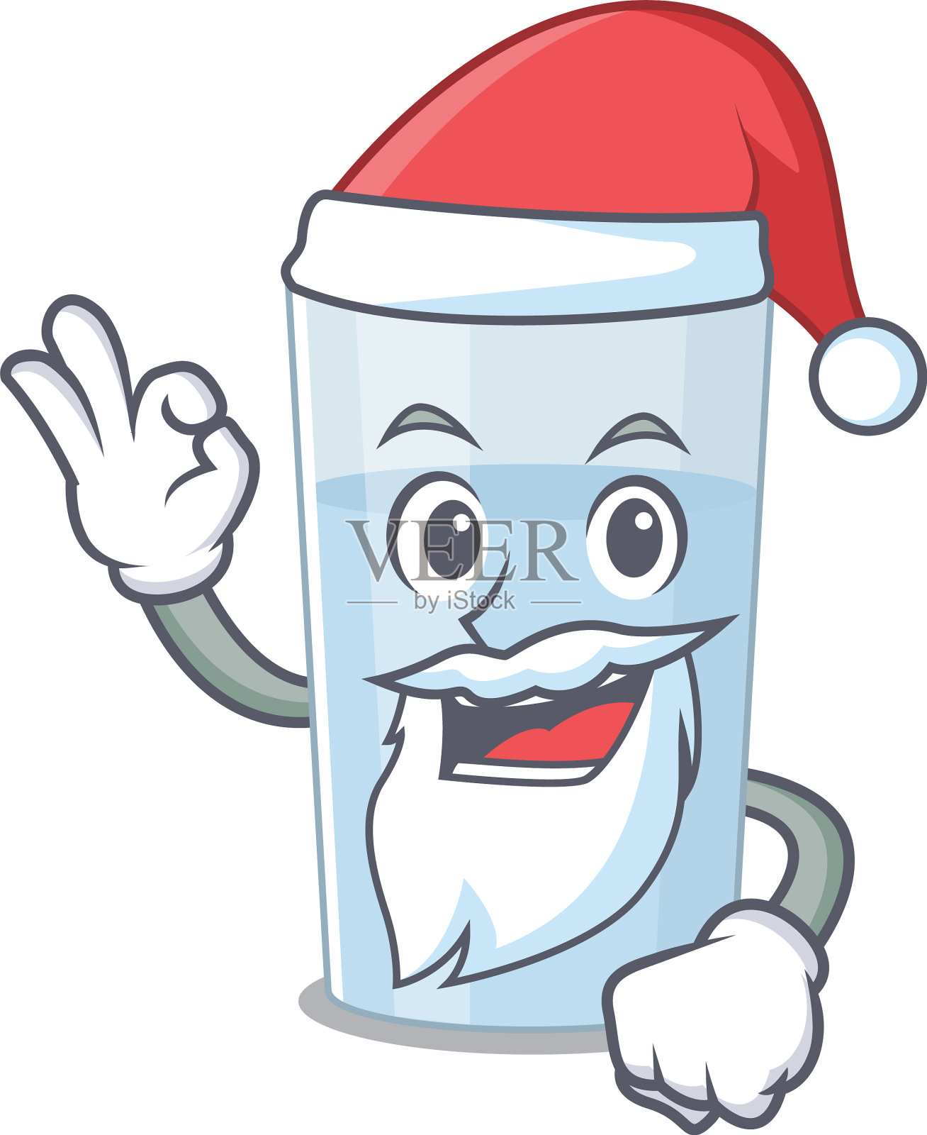 卡通玻璃水圣诞老人有可爱的手指ok设计元素图片