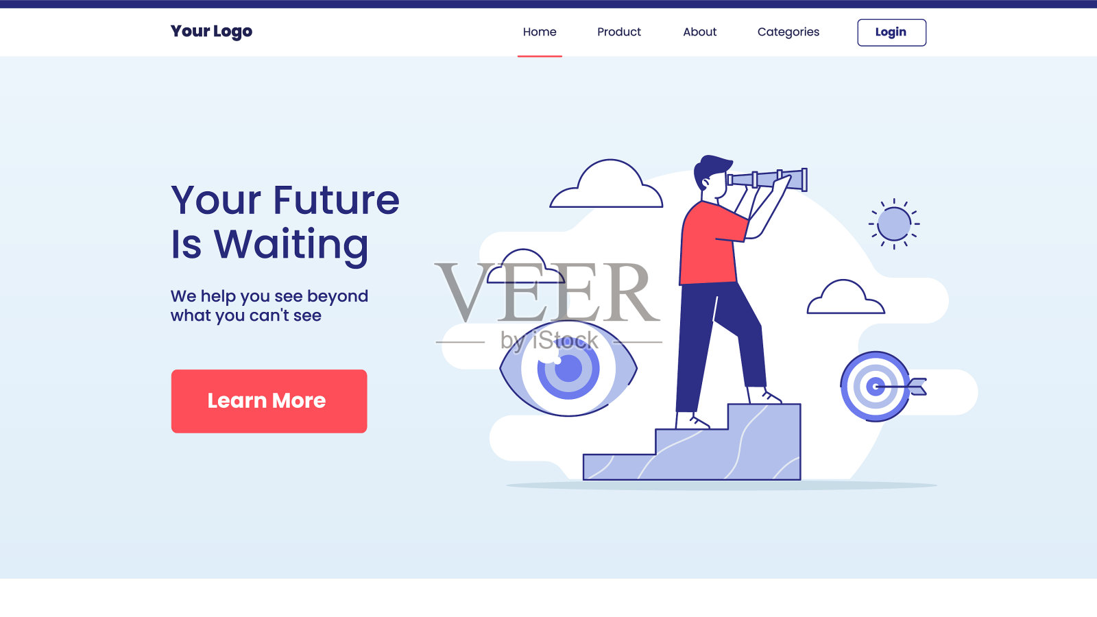 你的未来在等人用望远镜看插画图片素材