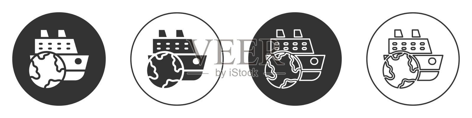 黑色邮轮图标孤立在白色上图标素材