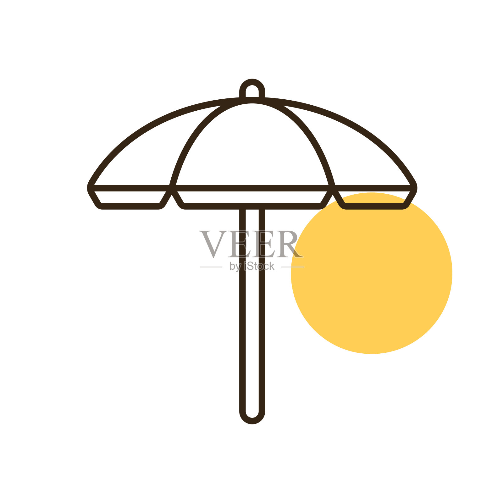 沙滩阳伞平面矢量图标设计孤立插画图片素材