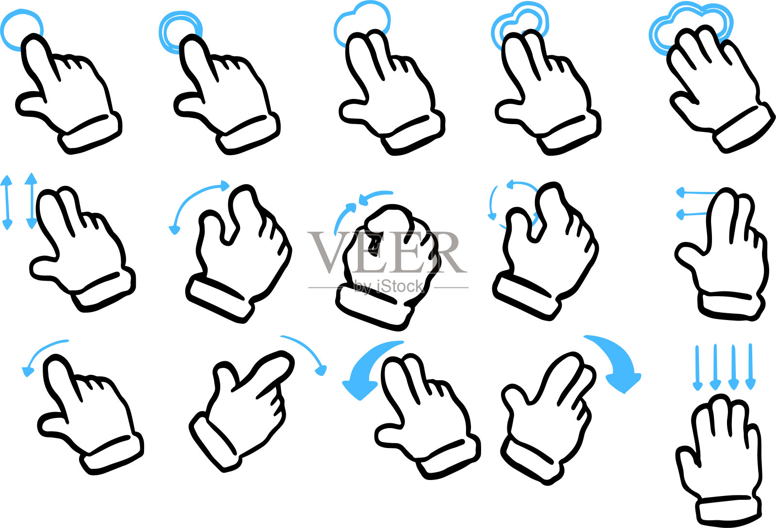 触摸手势集绘制与笔集插画图片素材