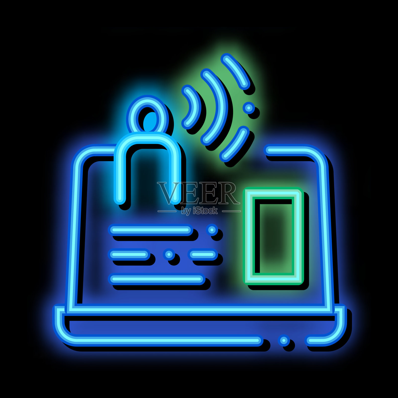 人工个人助理霓虹灯图标插图图标素材