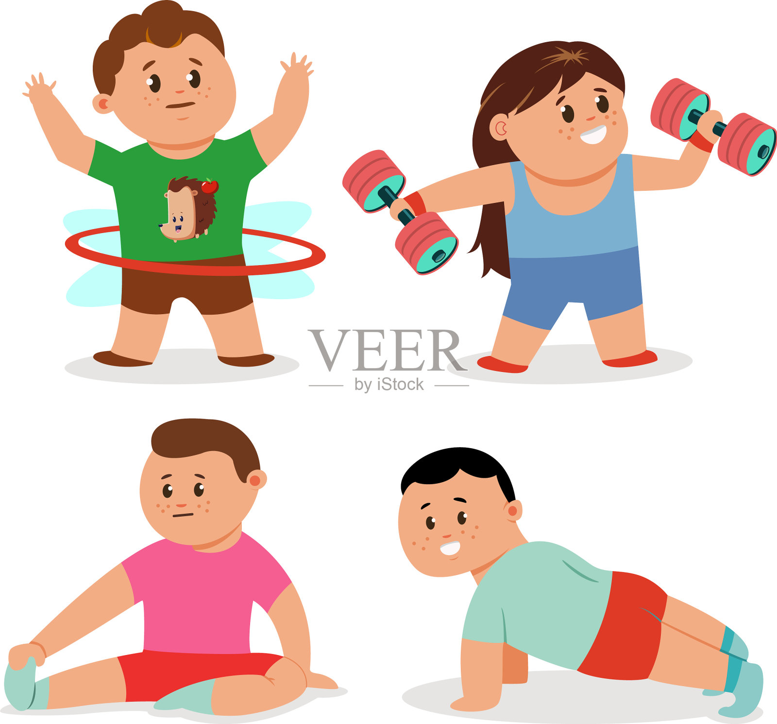 儿童健身运动,设置健身瑜伽图标素材