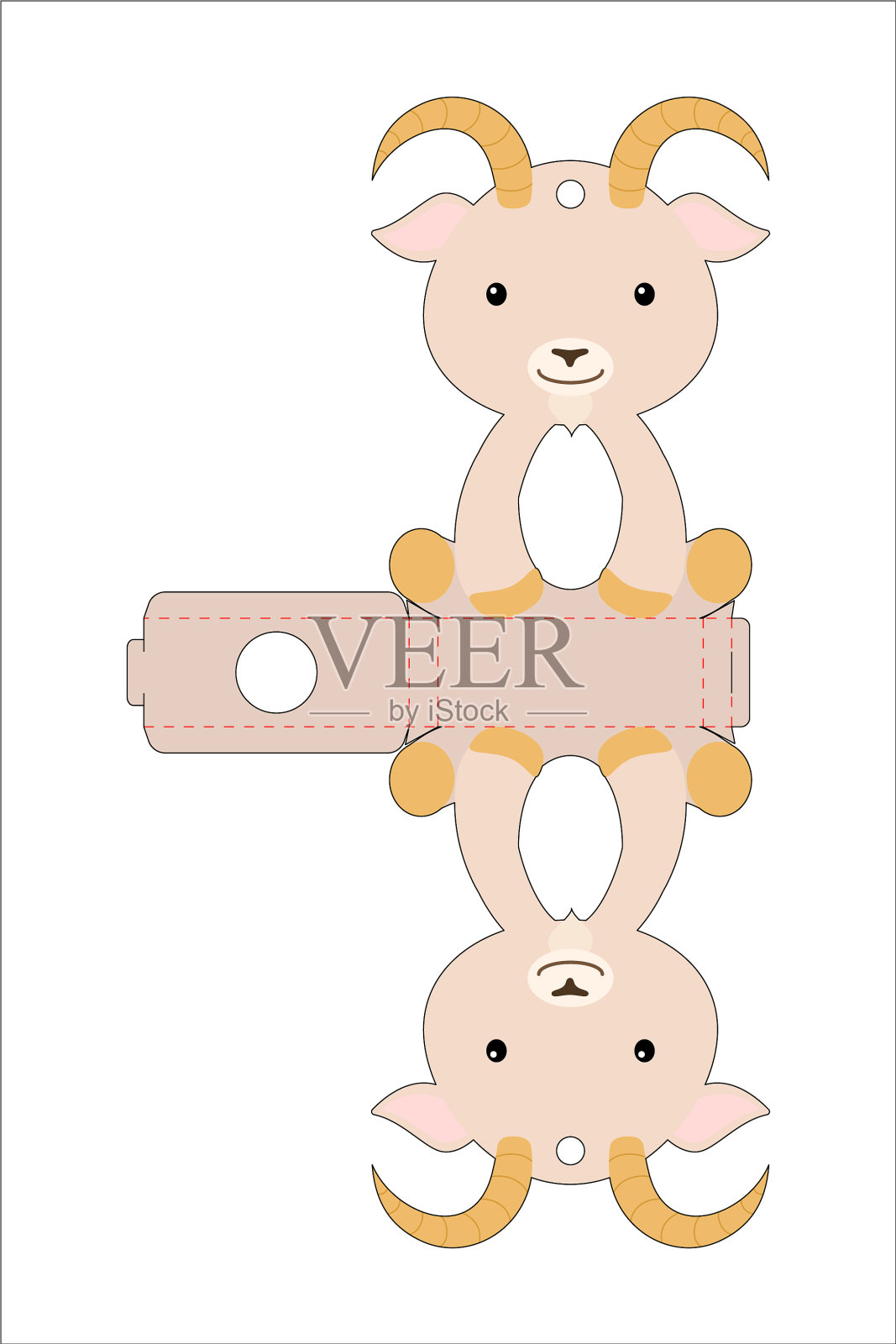 可爱的复活节蛋持有人山羊模板零售纸插画图片素材