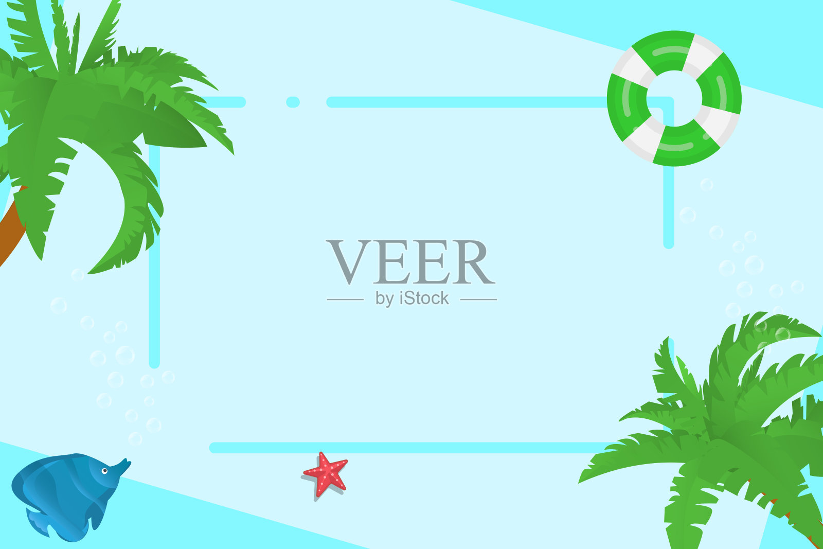 海滩夏季相框的照片。矢量图插画图片素材