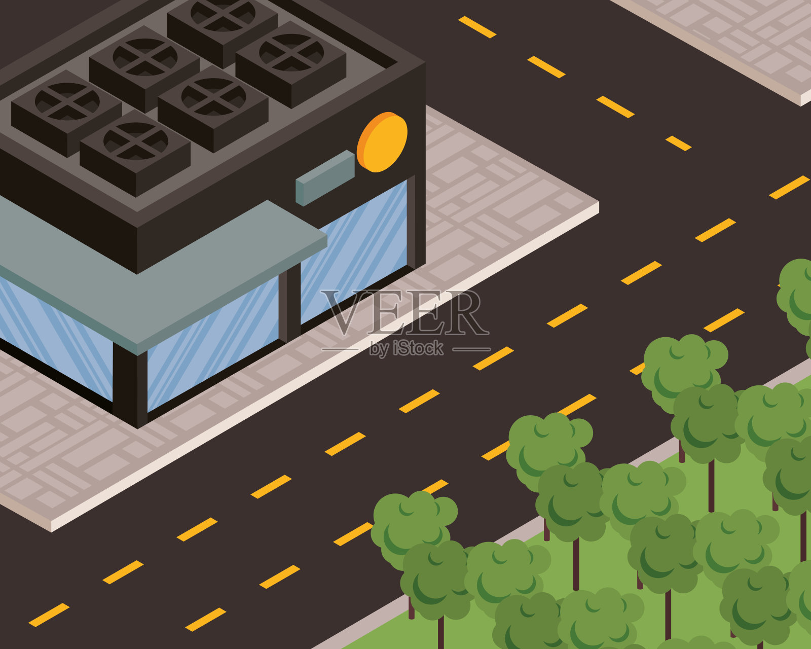 商店的街景插画图片素材