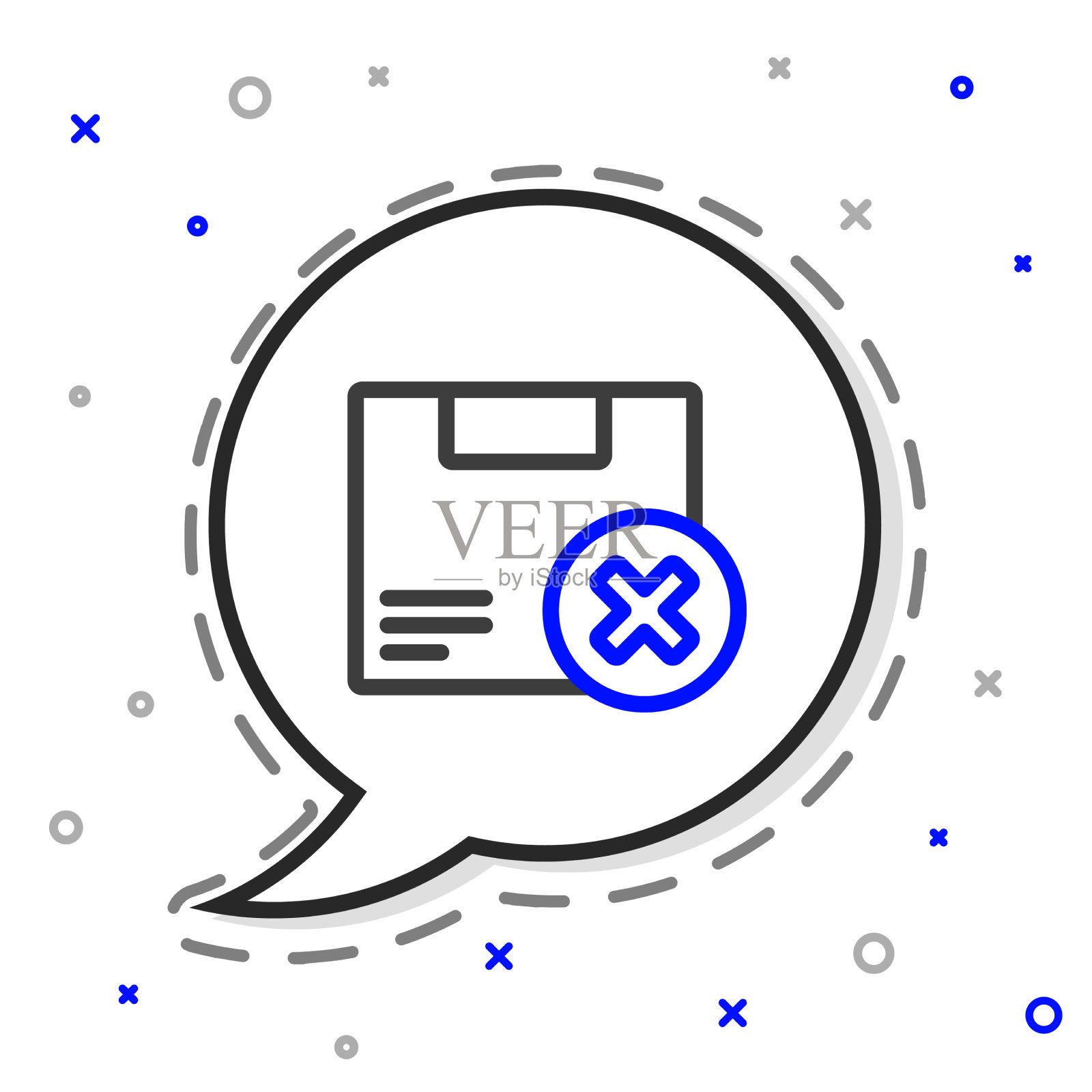 线纸箱和纸箱删除图标隔离插画图片素材