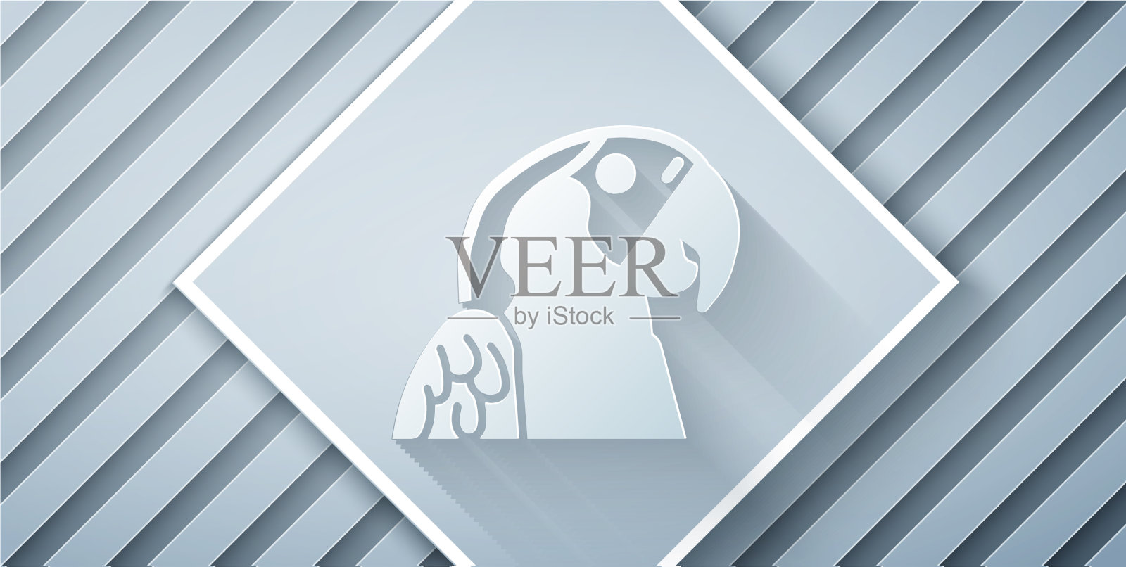 剪纸金刚鹦鹉鸟动物图标孤立插画图片素材