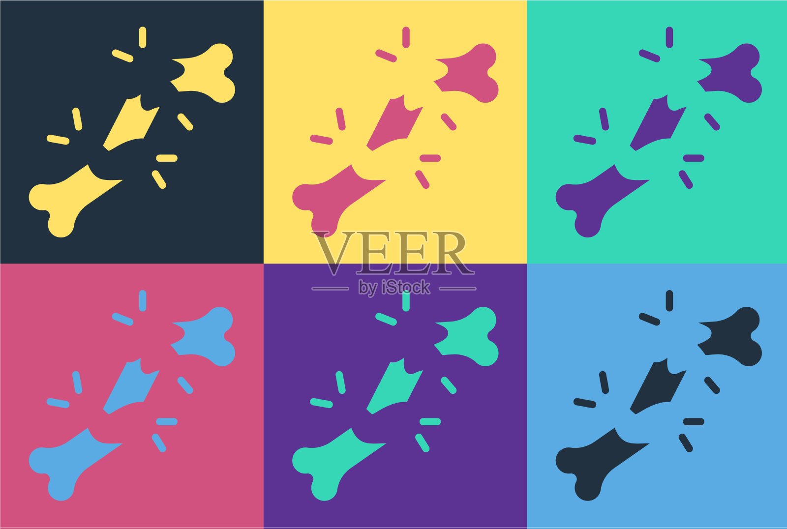 流行艺术人体骨折图标孤立的颜色插画图片素材