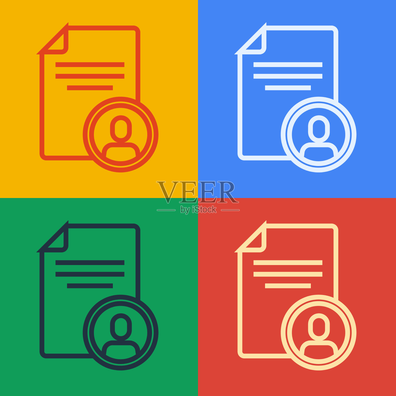 流行艺术线简历图标孤立的颜色插画图片素材