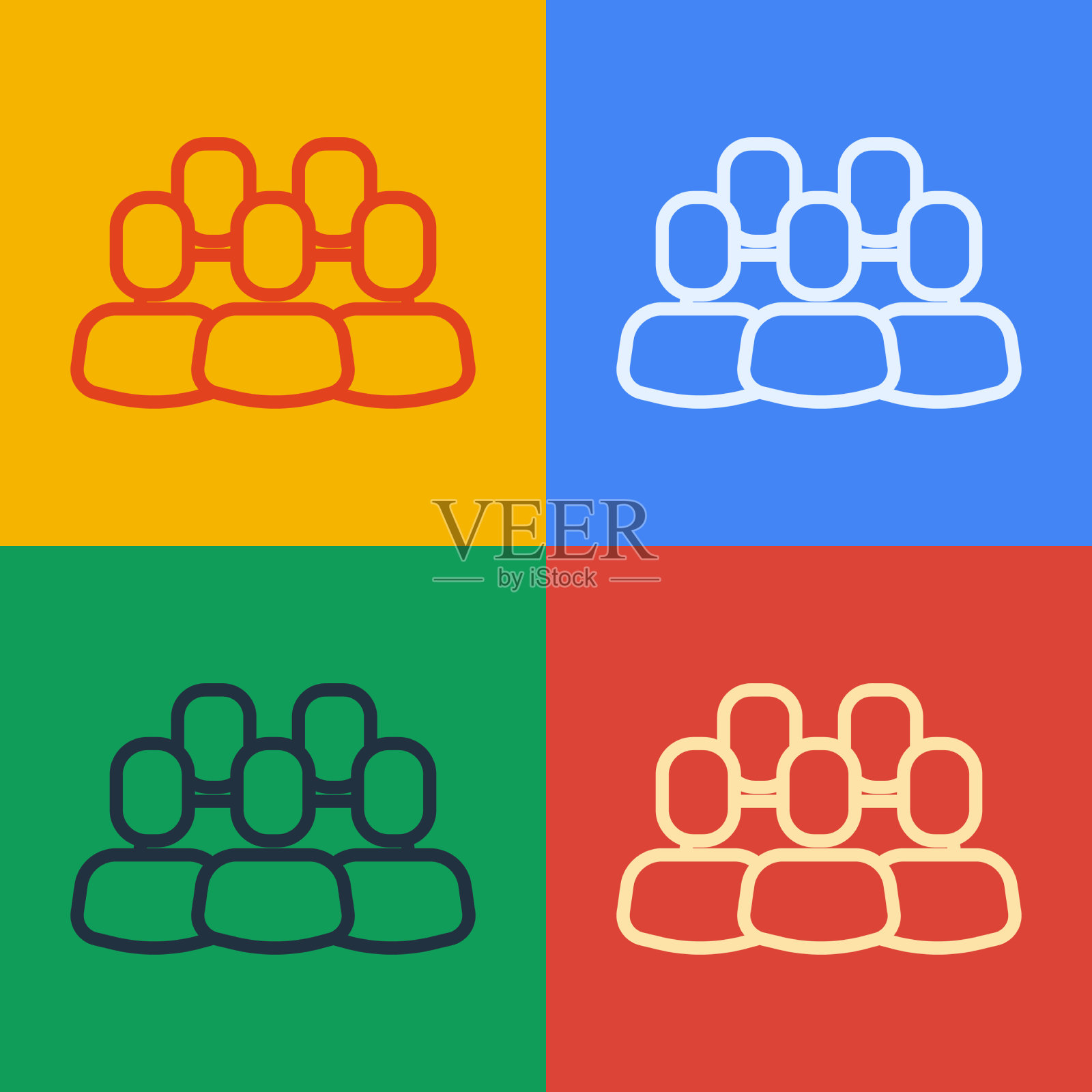 波普艺术线项目团队基地图标孤立上图标素材