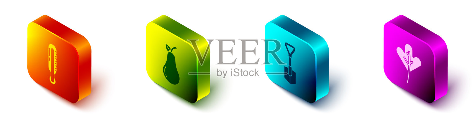 设置梨等距气象温度计图标素材