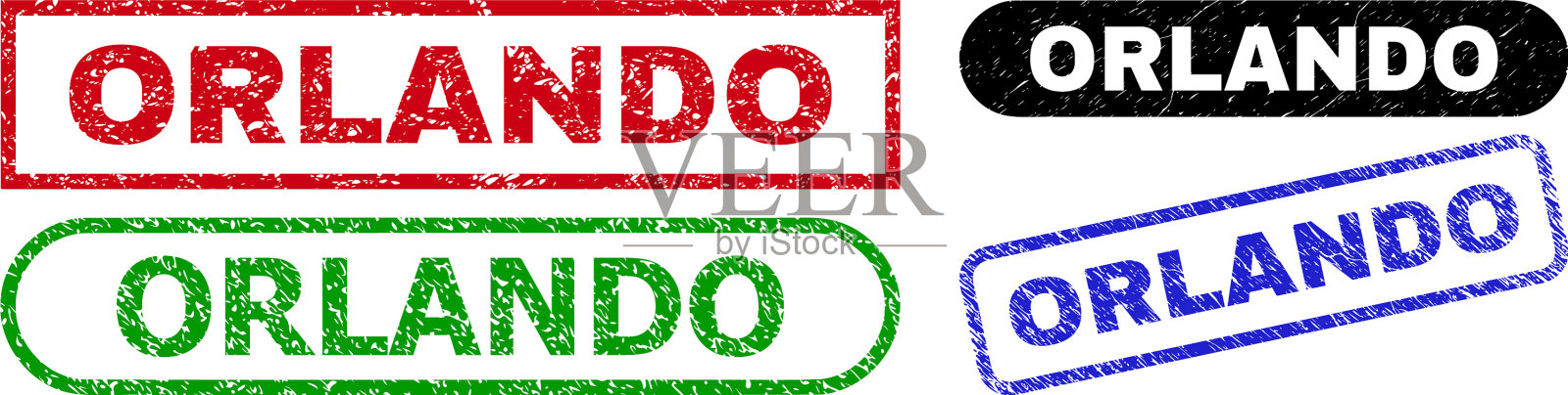 奥兰多矩形印章与橡胶样式插画图片素材