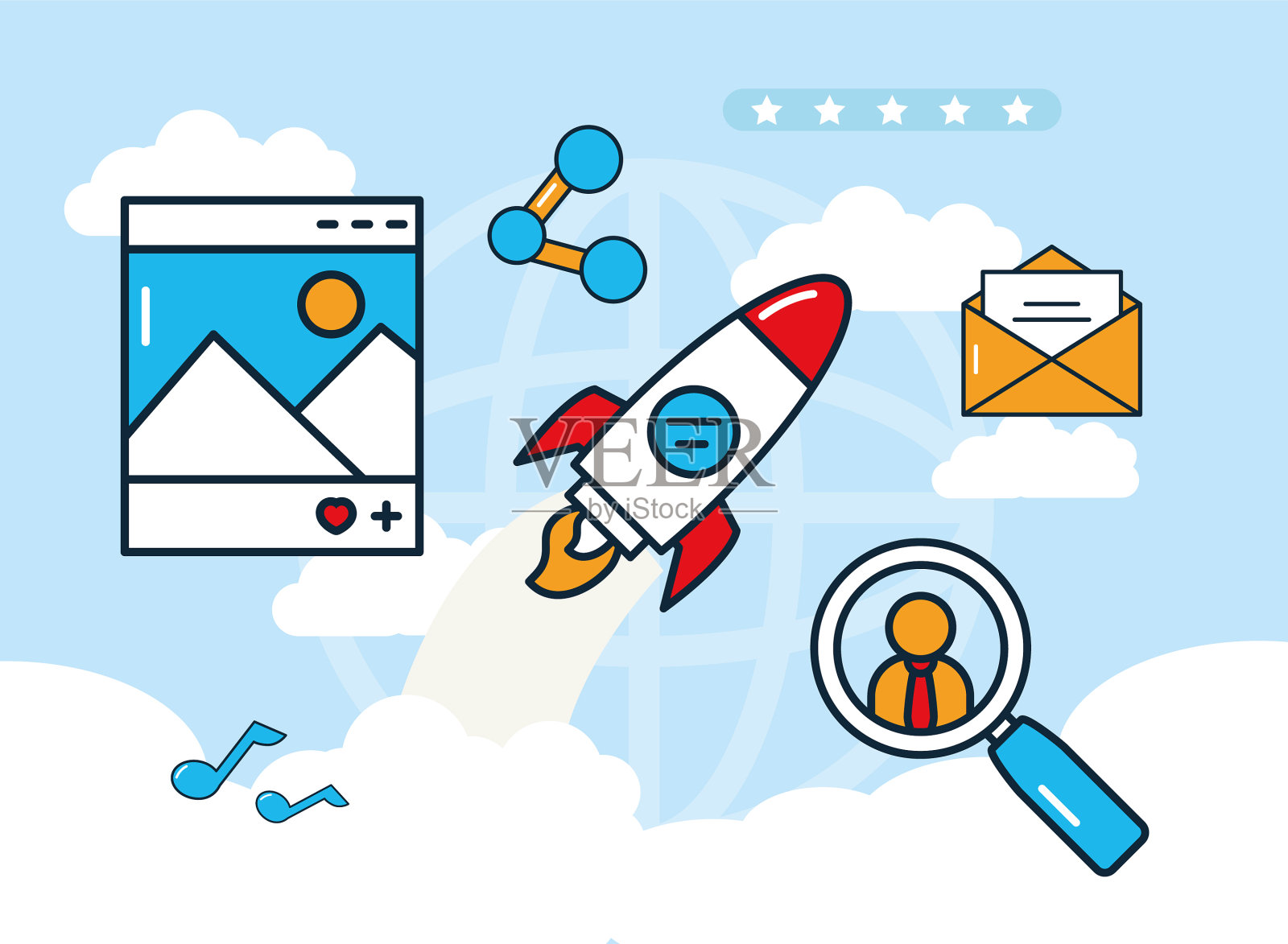 社交媒体图标集设计图标素材