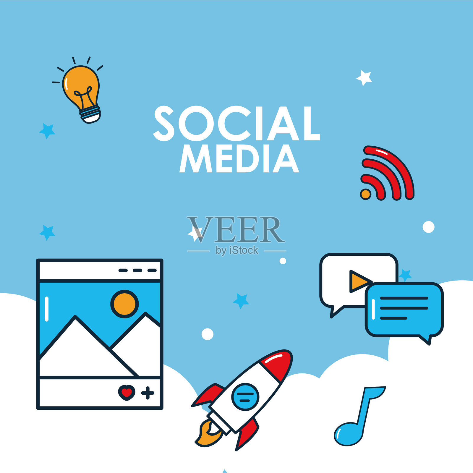 社交媒体图片与符号集设计插画图片素材