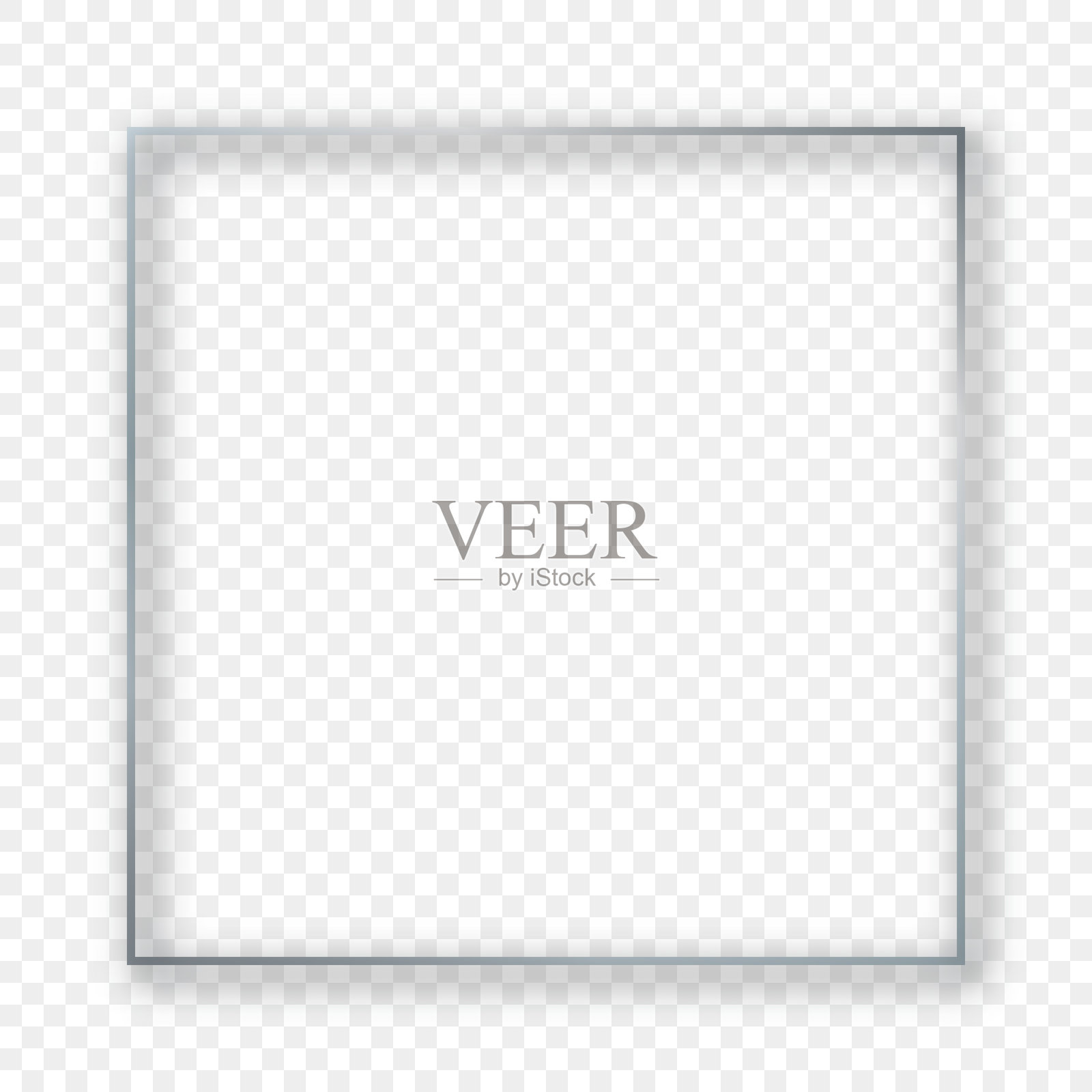银色发光的方形框架与阴影插画图片素材
