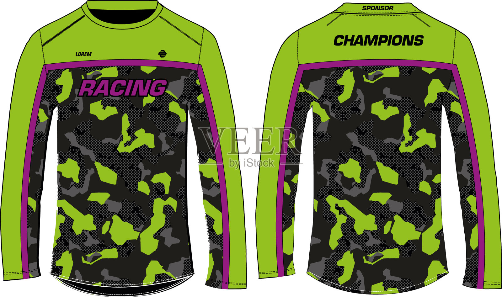 迷彩长袖t恤运动运动衫插画图片素材