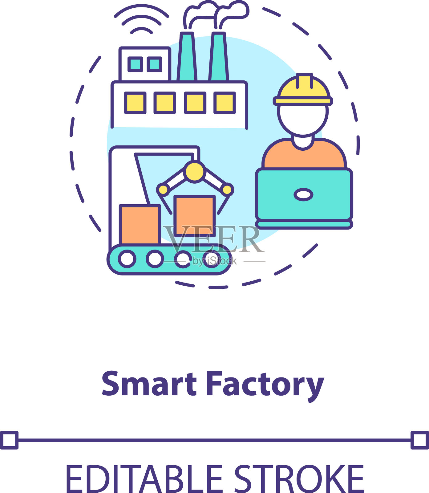 智能工厂概念图标插画图片素材