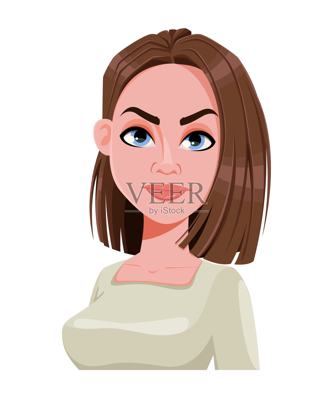 成功商界女性的面部表情插画图片素材