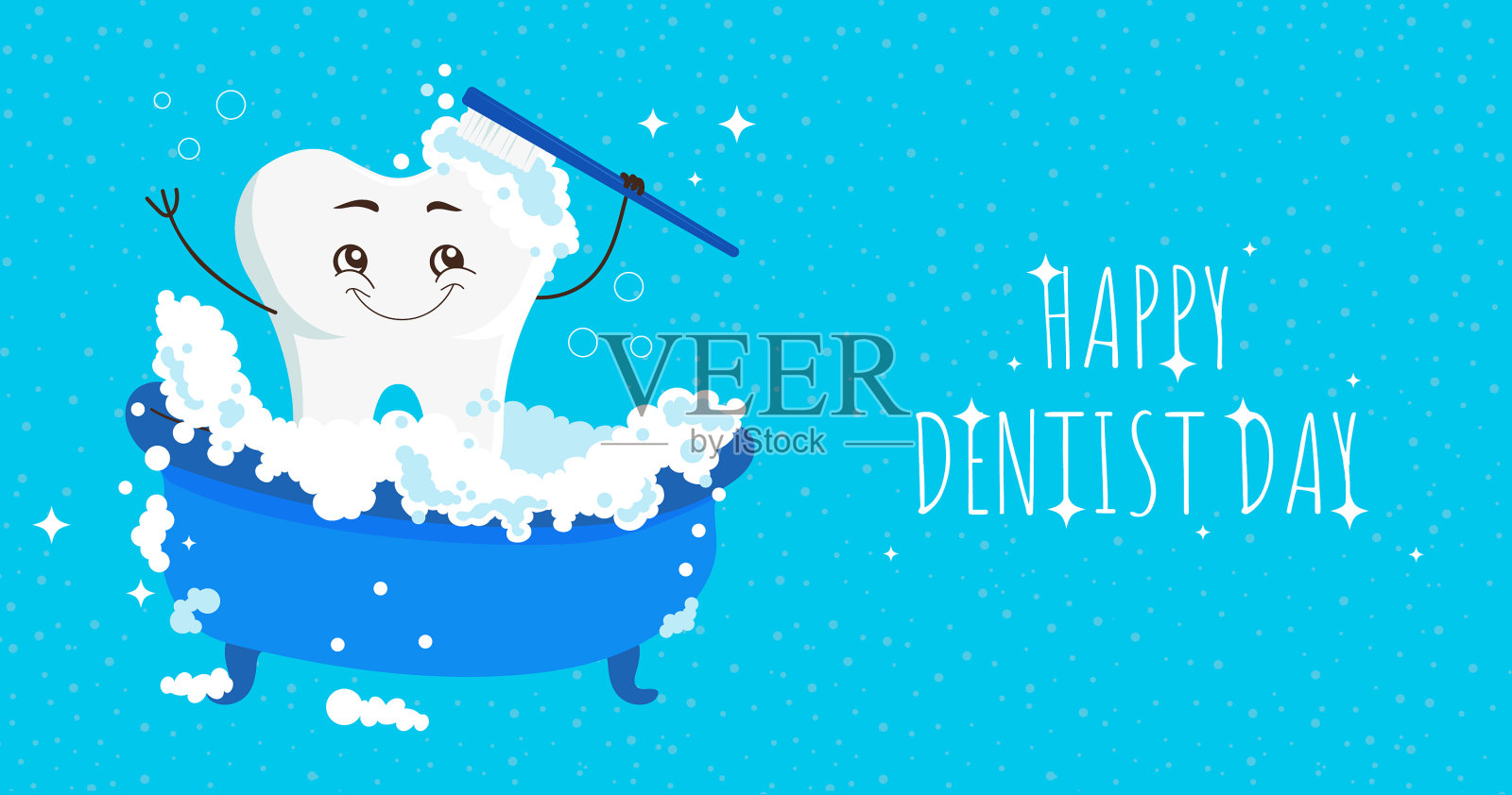 牙医一天滑稽的刷牙插画图片素材