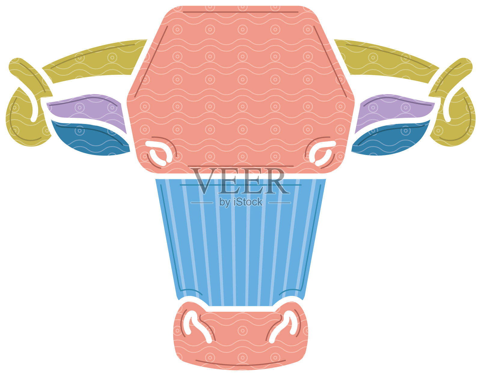 孤立抽象的牛插画图片素材