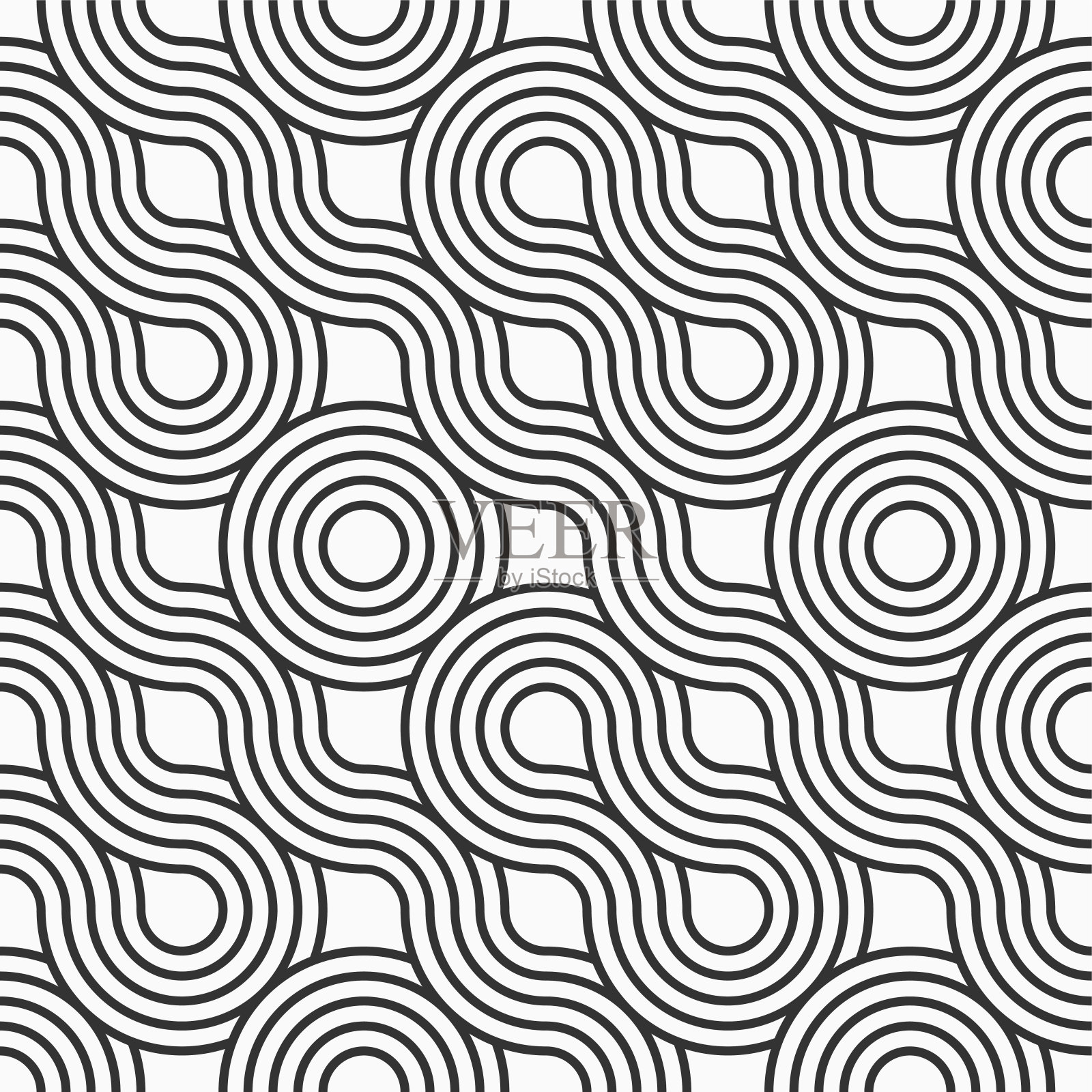 抽象的无缝。无缝编织线性图案,波浪线,圆。插画图片素材