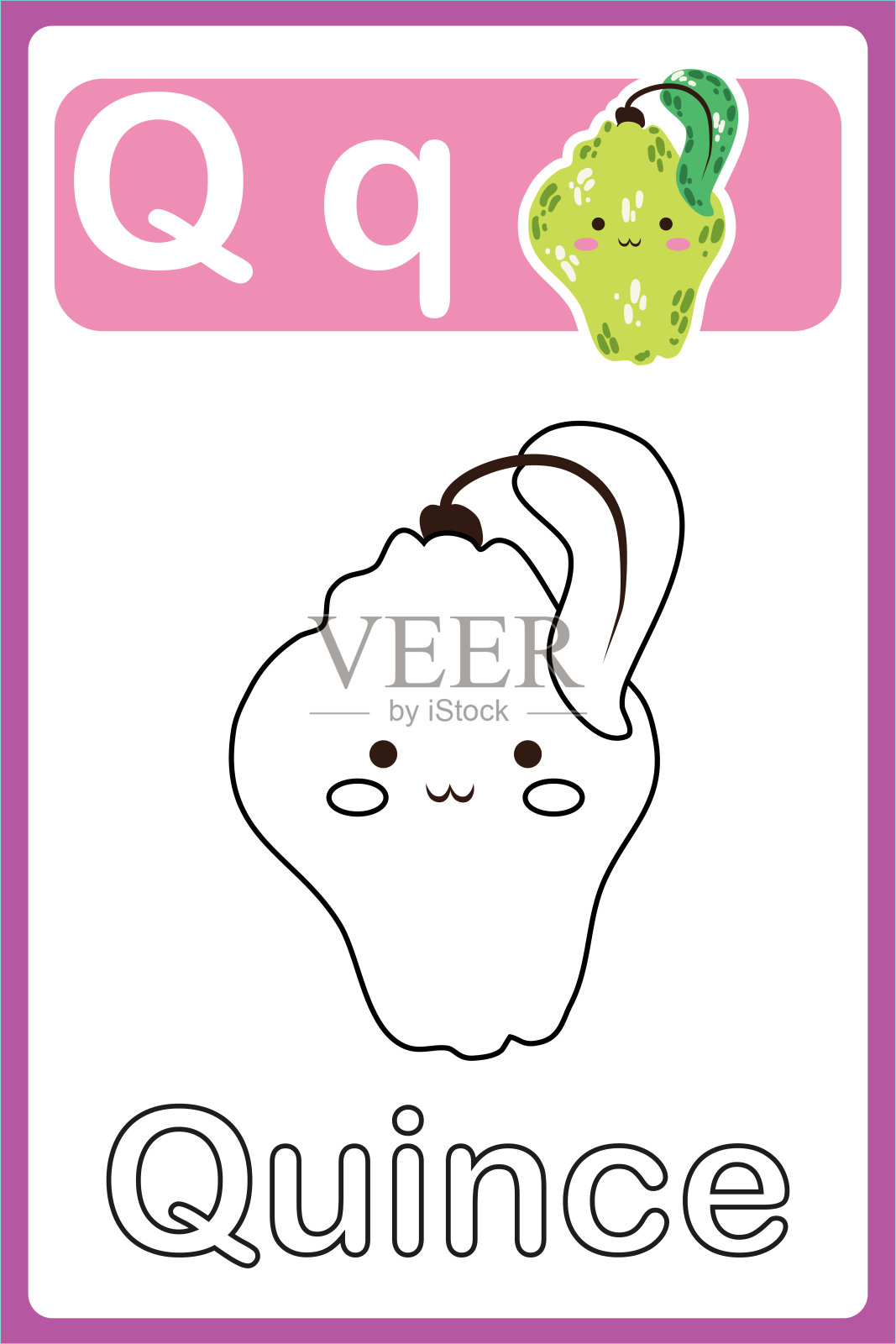 英语字母表。对孩子的教育。学习字母。颜色向量插图。信问。儿童的ABC游戏。字母着色页面。卡通人物。插画图片素材