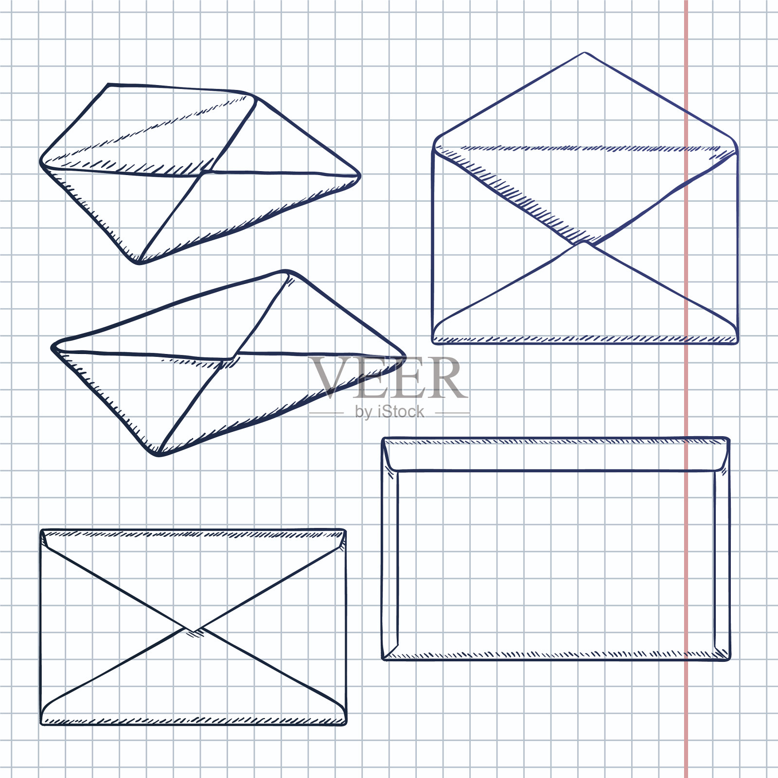 套装邮资速写信封图标素材