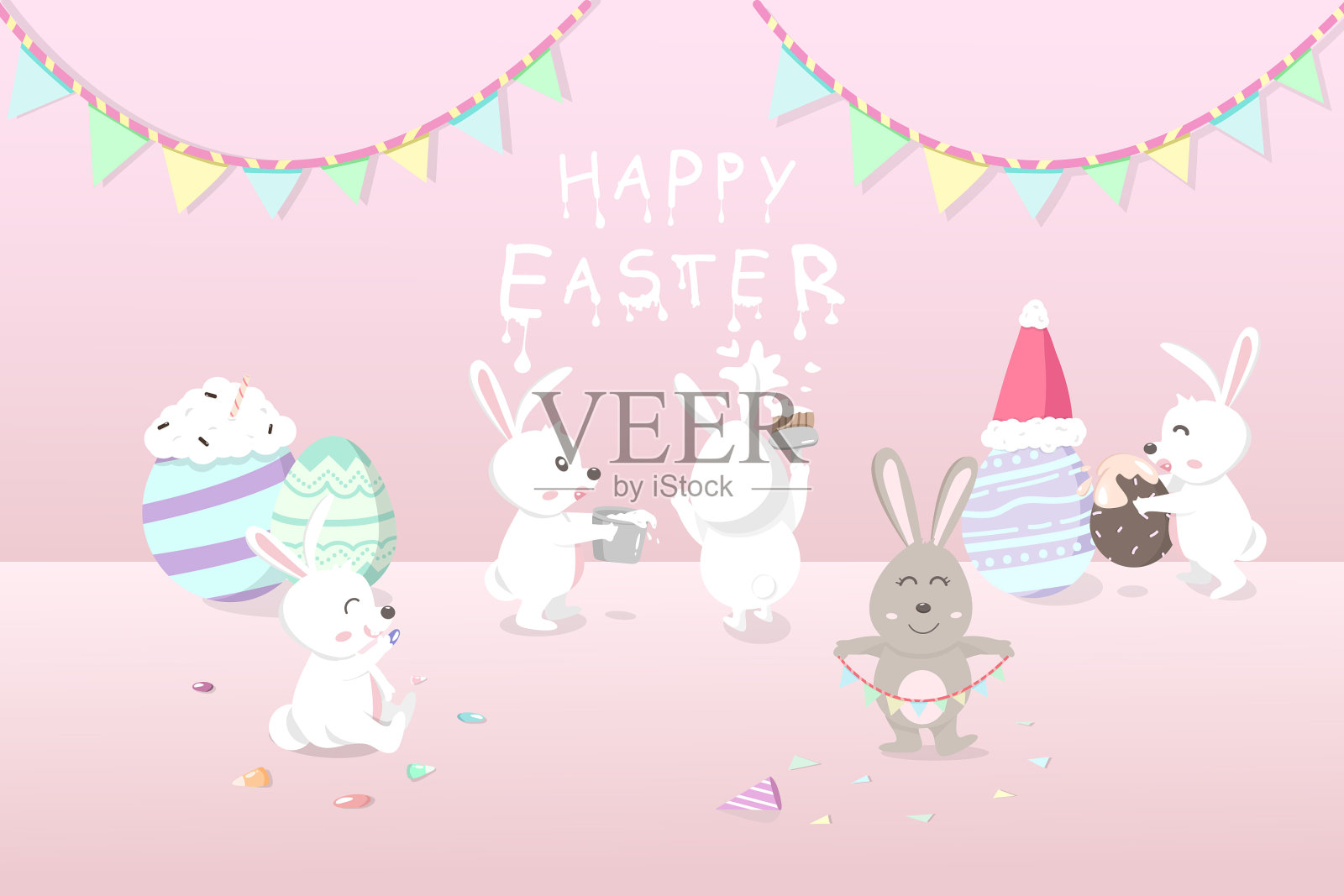 复活节贺卡节日装饰兔子插画图片素材