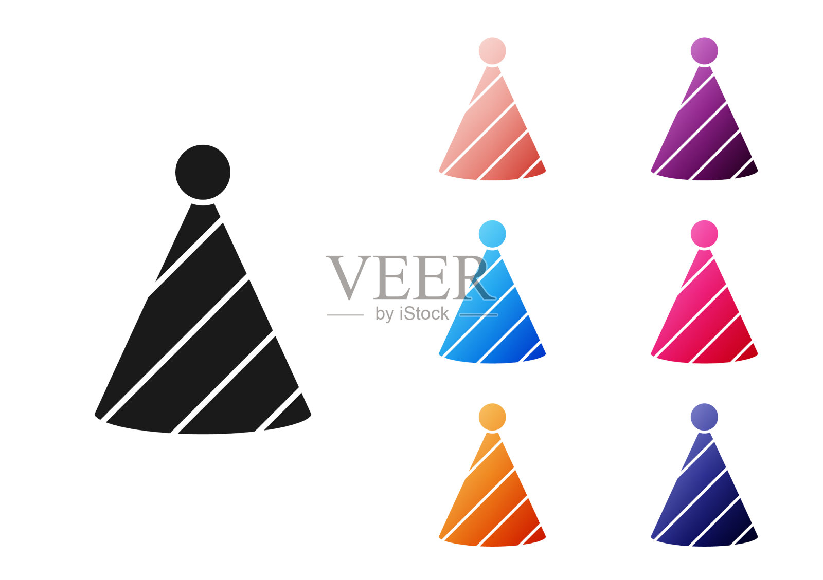 黑色派对帽图标孤立的白色背景图标素材