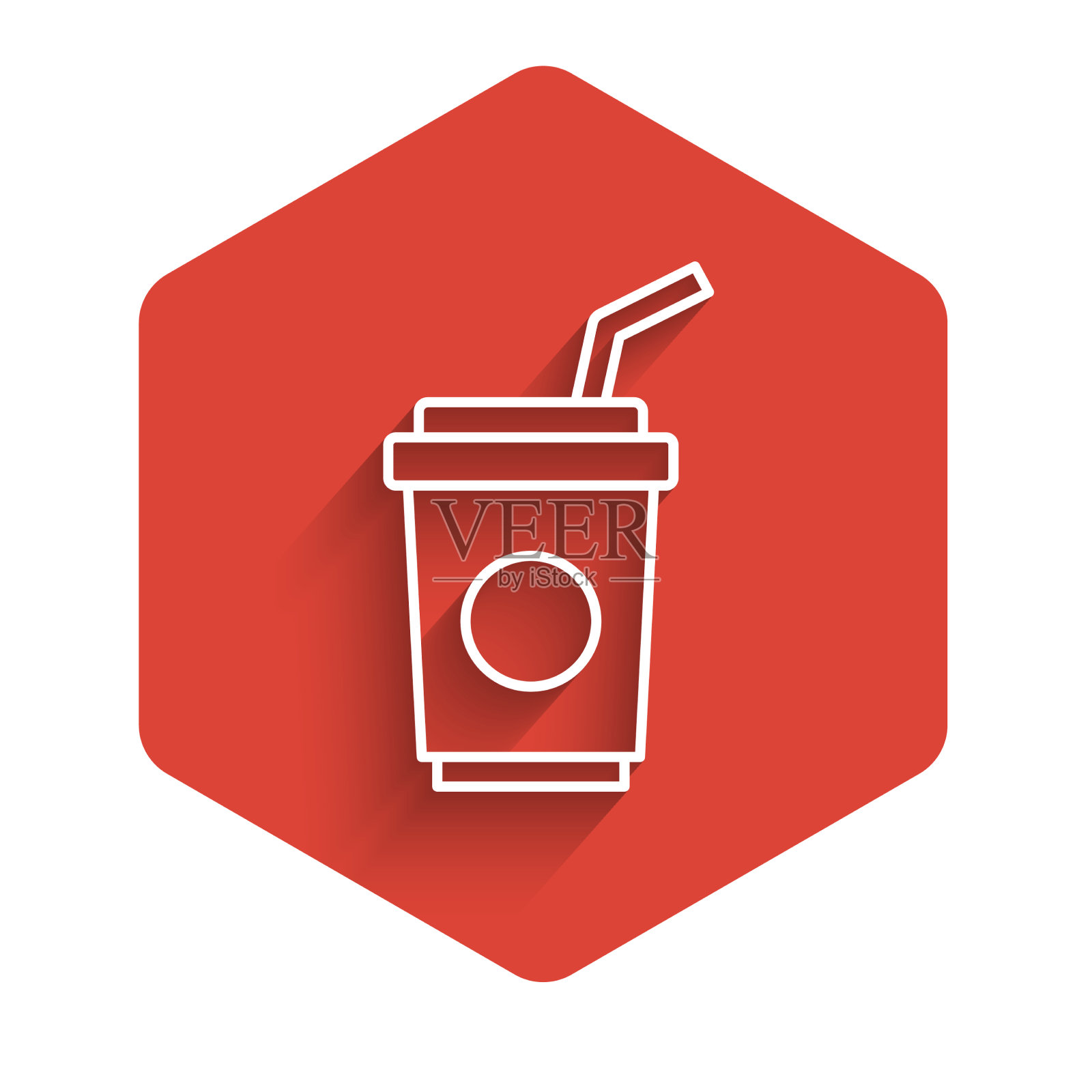 白线纸玻璃杯与饮用吸管和插画图片素材