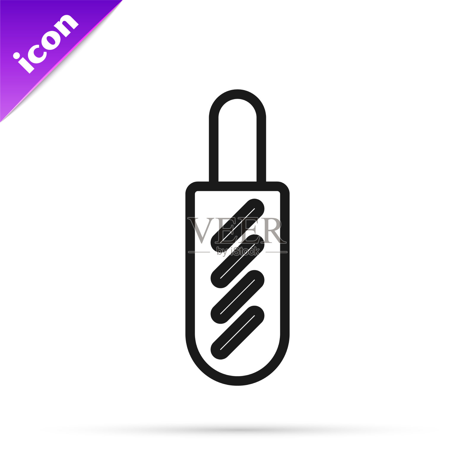 黑线热狗三明治图标孤立在白色图标素材