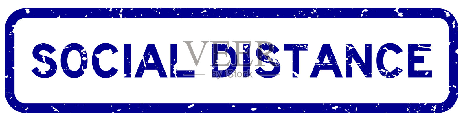 垃圾蓝色的社会距离字方块橡胶插画图片素材