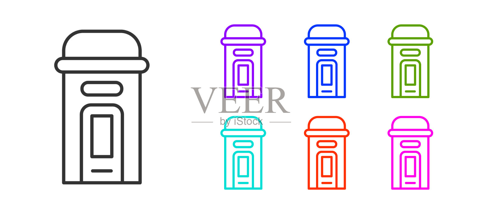 黑线伦敦电话亭图标孤立图标素材