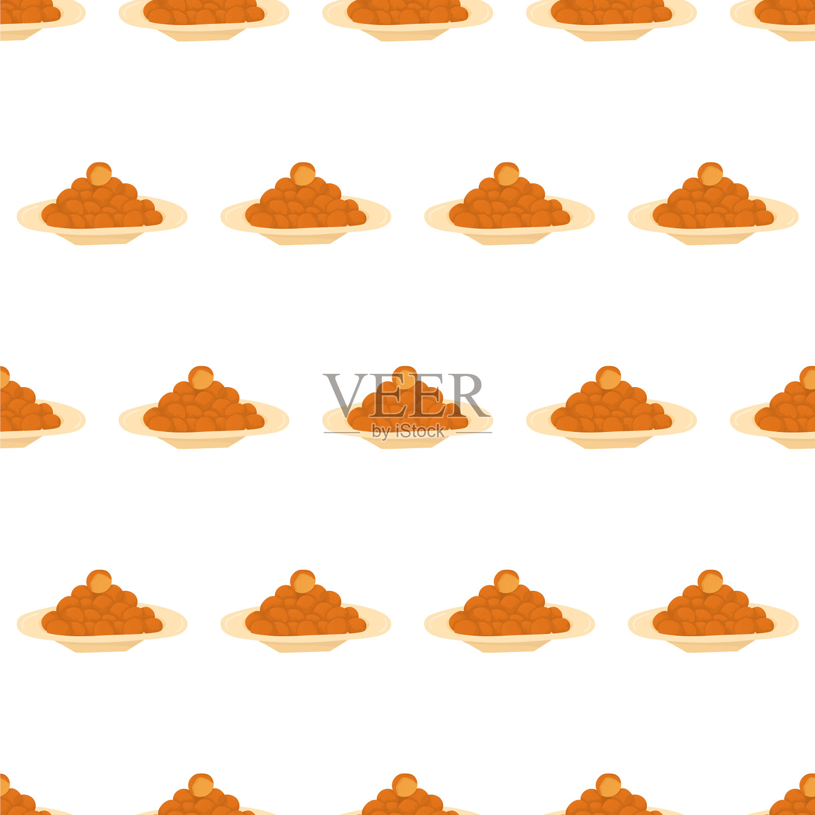 卡通风格的炸丸子无缝图案插画图片素材