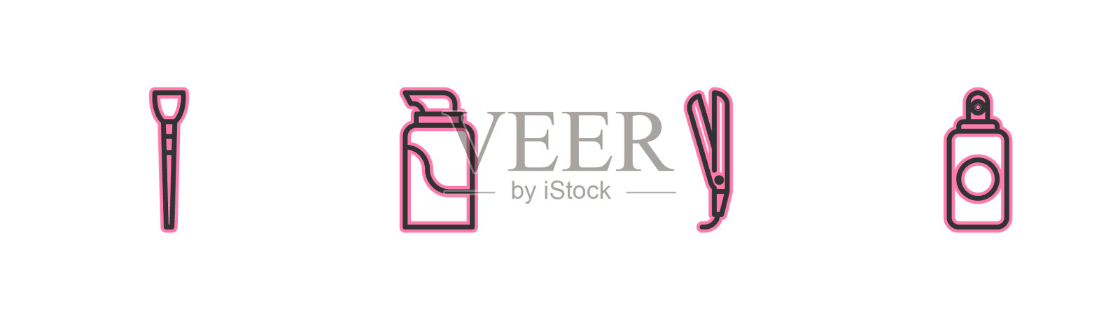 设线化妆刷卷发铁霜图标素材