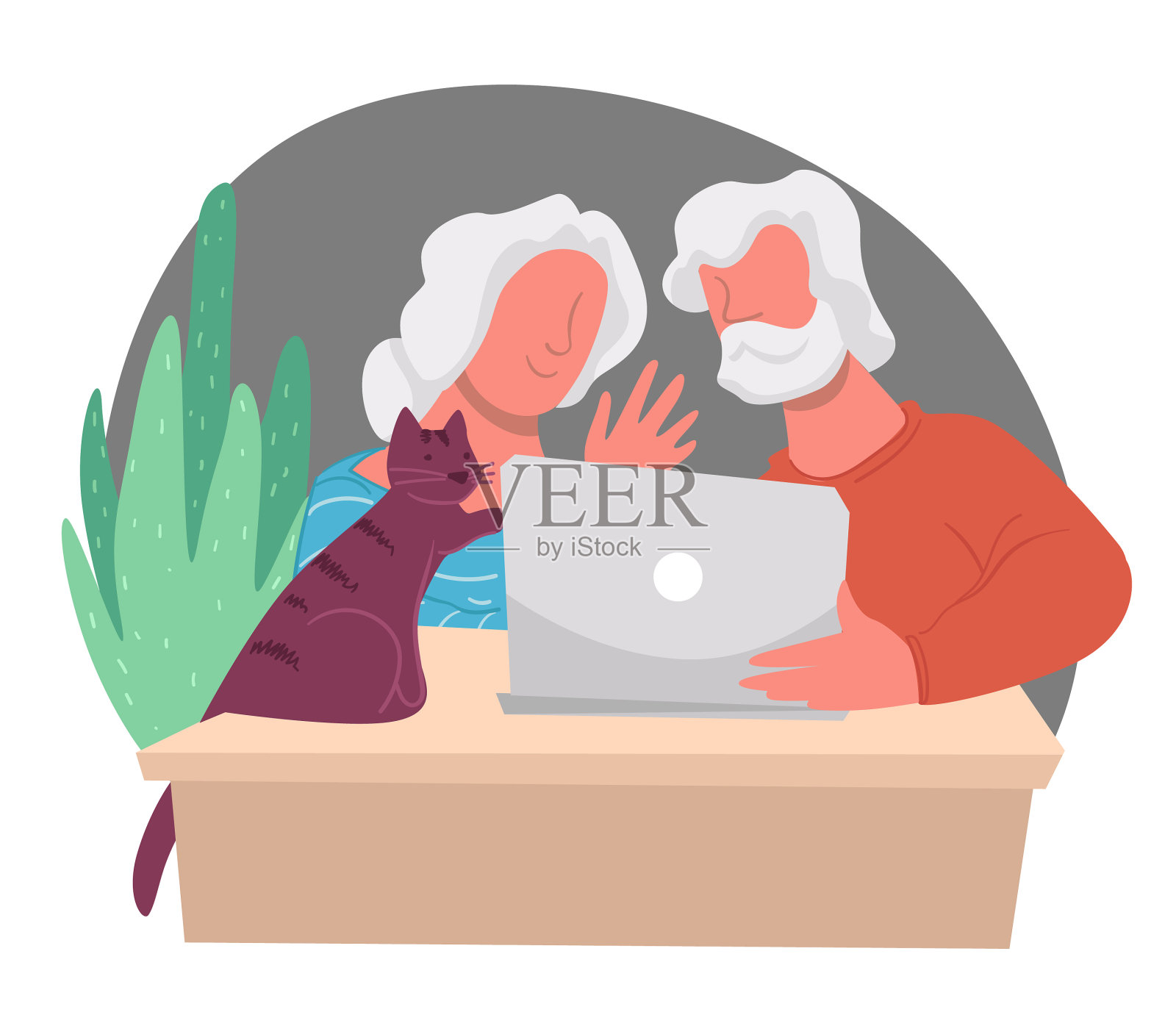 祖父母通过互联网交流设计元素图片