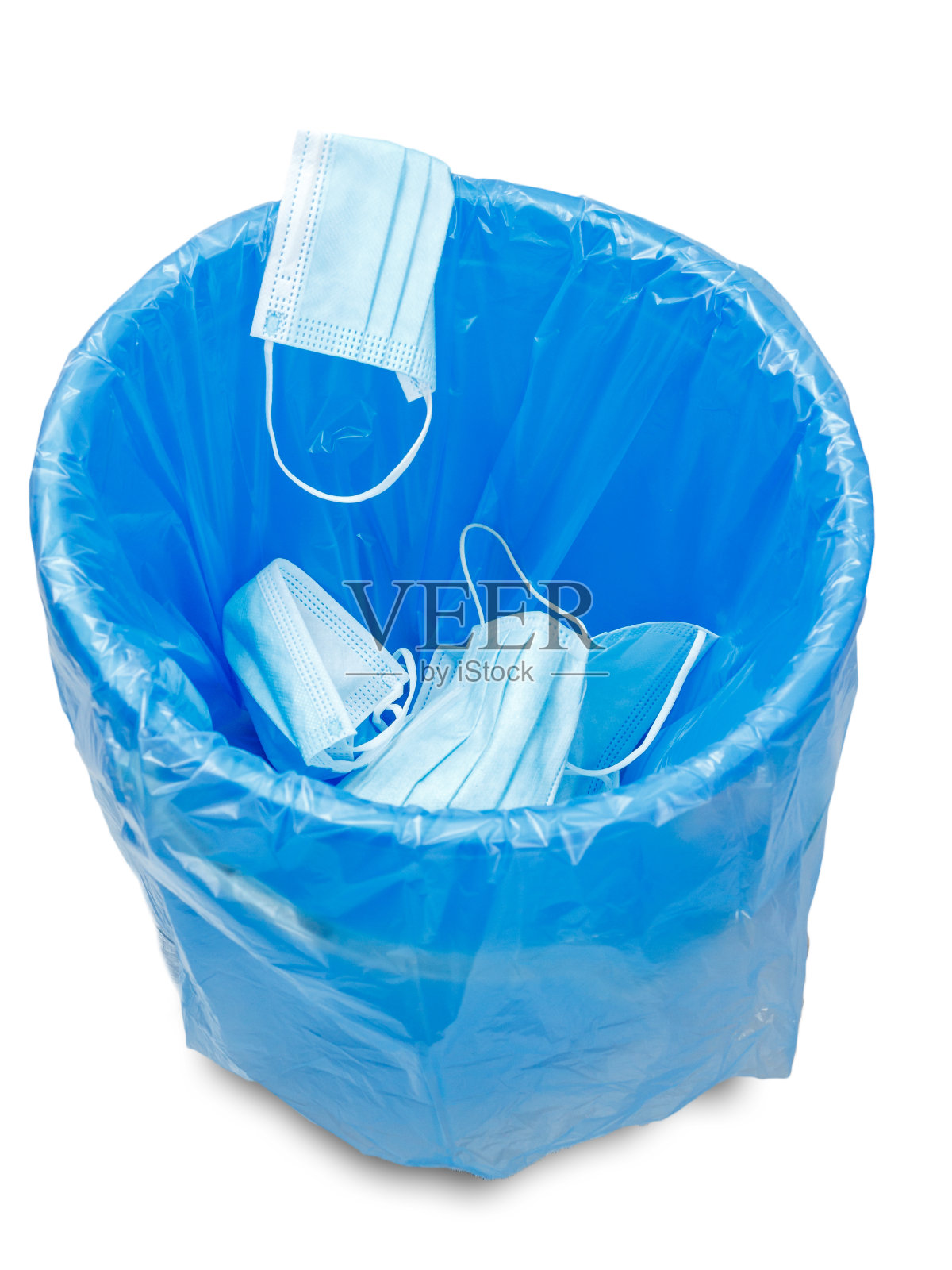 利用个人保护手段的垃圾桶。照片摄影图片