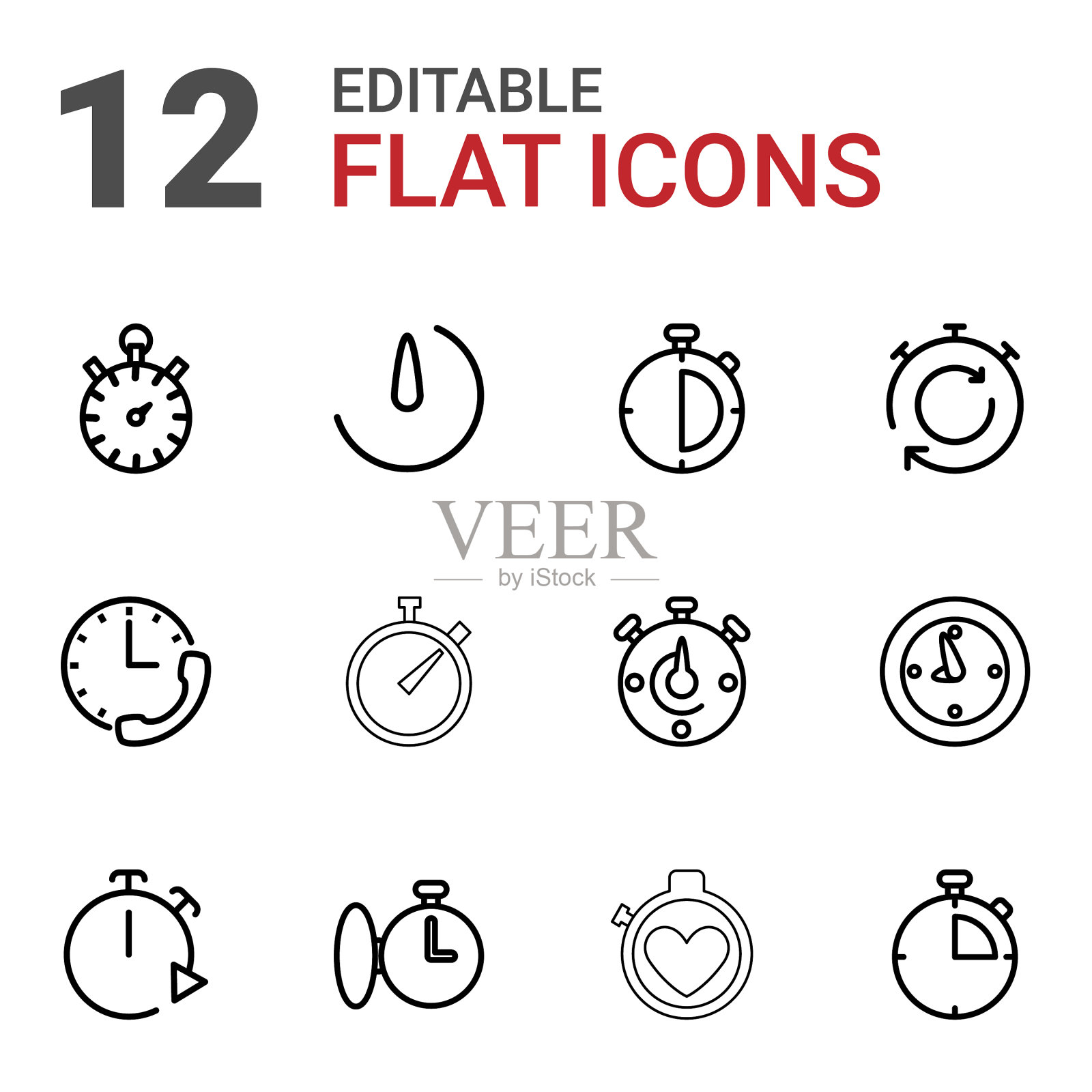 12个秒表图标图标素材