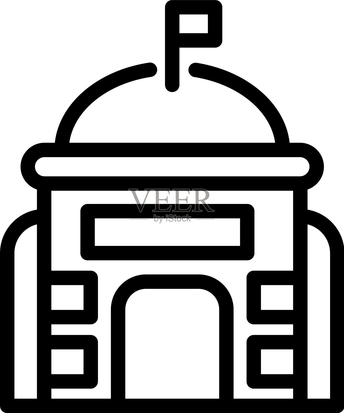 权威建筑图标轮廓风格插画图片素材